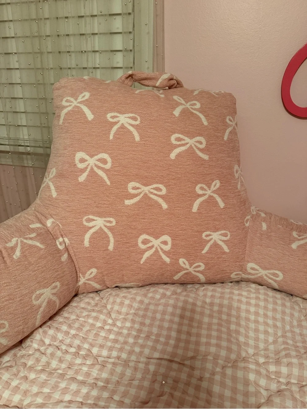 Blush Pink Bow Pattern Backrest Pillow - Home Bedding